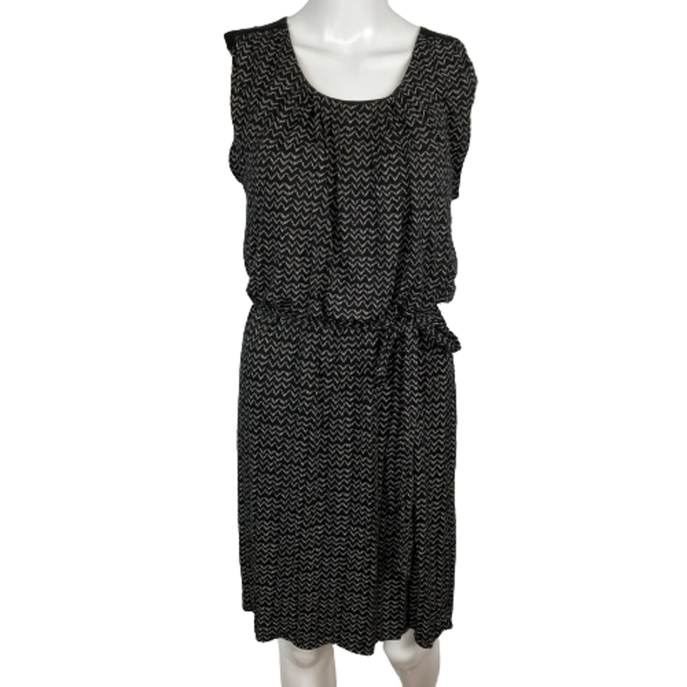 Ann Taylor Loft Dress Womens Sz S Black Blouson Knee Length Jersey Knit‎
